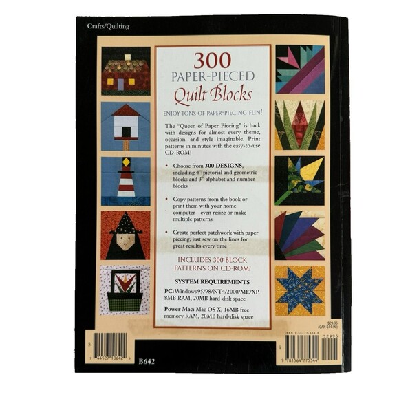 300 Paper-Pieced Quilt Blocks Carol Doak 2004 Quilt Pattern Book Colored NO CD - Picture 8 of 8
